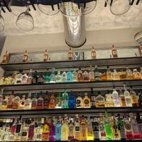 Liquor display at La Huerta Funky Castizo in Madrid