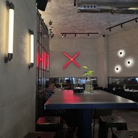 The restaurant seen from the high tables (almost the window)  at La Huerta Funky Castizo in Madrid