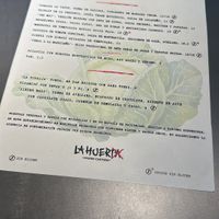 The menu  at La Huerta Funky Castizo in Madrid