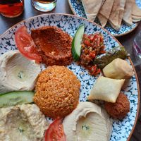 Vegan mix plate at Meza in Uppsala