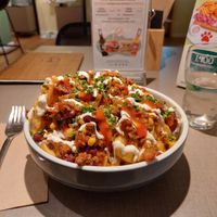 Net fries with chili sin carne at Katzentempel Minden in Minden