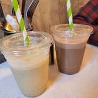 Pistachio and chocolate cookie vegan milkshakes 😍 at Yafo in Bristol