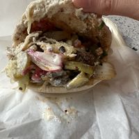 Close up of delicious cabbage, roasted and fresh veg salad (asked for no parsley as I don’t like it)  at Yafo in Bristol