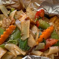 Pad kee mao (drunken noodles), ordered without meat, egg, and fish sauce   at Tuanjai Thai Noodle in Aztec