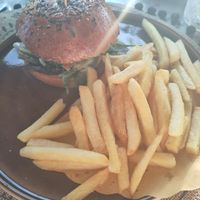 Vegan burger and chips 🤗 at Bonobo  in Tortoli