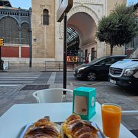 Strawberry jam and apple cinnamon filled croissants, right across the Ataranzas market at O Melhor Croissant da Minha Rua   in Malaga
