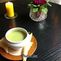 spinach soup and flowers at Taka in Riga