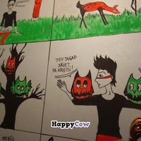 art in the restroom at Taka in Riga