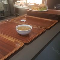 Soup and burger at Vega in Wroclaw