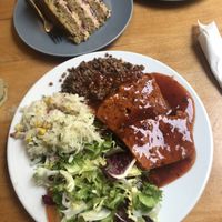 Seitan Steak and buckwheat  at Vega in Wroclaw