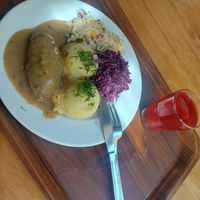 Zraz z kaszy, z ziemniakami i surówkami + kompot. at Vega in Wroclaw