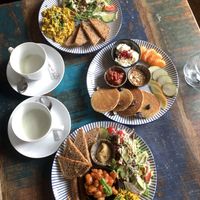 Scrambled tofu, pancakes, English breakfast  at Vega in Wroclaw