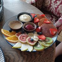 Breakfast pancakes with nice cream and amazing jam at Vega in Wroclaw