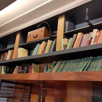 Book shelf, part of decor at Vega in Wroclaw