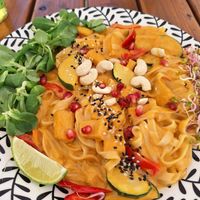 Pad thai with mango sauce and tofu! at Vega in Wroclaw