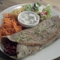 Pancake with lentils and beetroots at Vega in Wroclaw