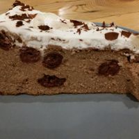 vegan chocolate cheesecake with cheeries at Vega in Wroclaw