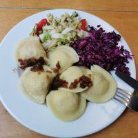Ground floor - pierogi with salad at Vega in Wroclaw