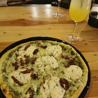First floor - pizza with pesto, cheese dried tomatos at Vega in Wroclaw