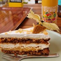 Biscotti cake, which had a lovely caramel layer at Vega in Wroclaw