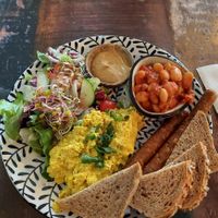 English breakfast in the restaurant upstairs at Vega in Wroclaw