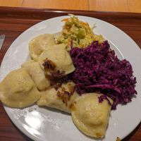 Pierogi ukraińskie + surówki at Vega in Wroclaw