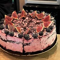 A fig cake on the counter   at Vega in Wroclaw