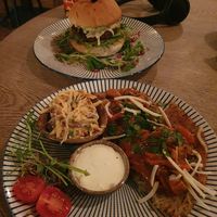 Burger i placek po wegańsku at Vega in Wroclaw