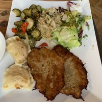 Pierogi and potato cakes (a bit from each meal) at Vega in Wroclaw