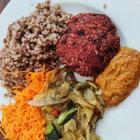 Beetroot burgers at Vega in Wroclaw