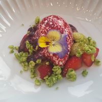 dessert, ice with strawberries at Hotel Norden in Haderslev