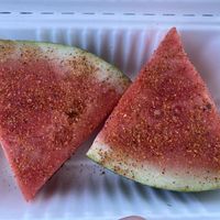Todays special - watermelon with chili lime salt  at Country Squire Kitchen in Tillamook