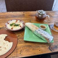 Falafel Shwarma, hummus and pita  at Sultan Kabob in Breezewood