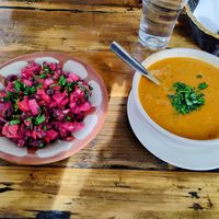 Russian salad and Moroccan soup at Sultan Kabob in Breezewood