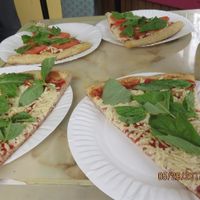 vegan pizza w/basil at Pizza Aroma in Ithaca