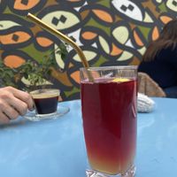 Hibiscus drink with pineapple, YUM! #Veganuary at Les Indécis in Tunis