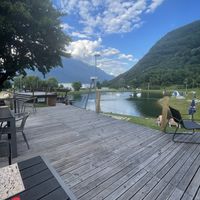 Lake view and seating  at Thai Food in Morbegno