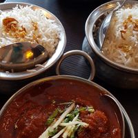 Red one is vegan kofta, yellow ist vegetarian kofta at Namaste India in Luebeck