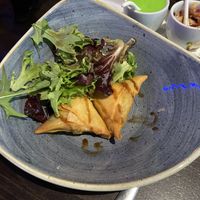 Vegetable samosas   at Saffron in Lerwick