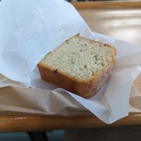 thick slice of lemon-lavender loaf at YVR - Purebread in Vancouver