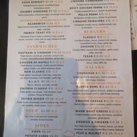 Menu at Honeypot Coffee House in Donegal