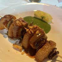 Brochette of summer mushroom & tofu   at Studio Gauthier in London