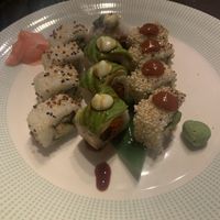 The dragon roll in the middle of the two Maki sets  at Studio Gauthier in London
