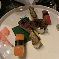 The rainbow nigiri (we ate some before taking this picture!)   at Studio Gauthier in London