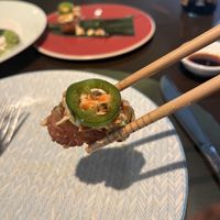 Crispy rice dish   at Studio Gauthier in London