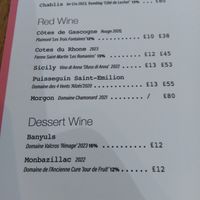 Red and dessert wine menu at Studio Gauthier in London