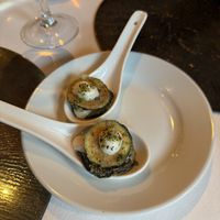 Canapé: Courgette Fritas, Mint Crumble  at Studio Gauthier in London