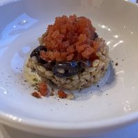 Crispy barley salad with Kalamata olives and tomato granita   at Studio Gauthier in London