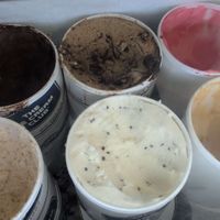 To die for chocolate, toasted coconut, coffee almond fudge, mint chocolate chip, watermelon sorbet at The Waffle Cone in Flagler Beach