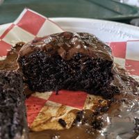 Vegan choco cake cross section  at Schulz Bräu Brewing Company in Knoxville
